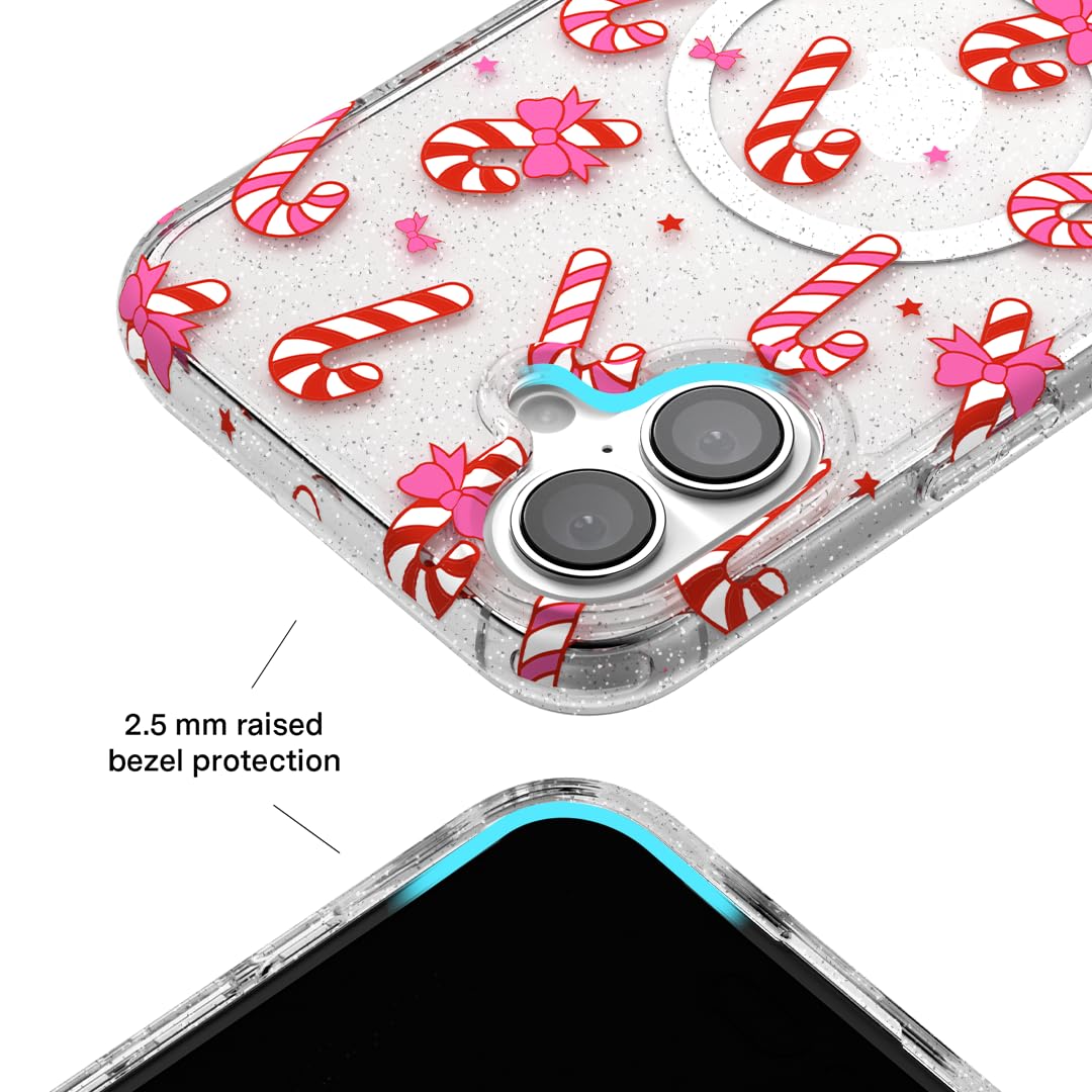 Velvet Caviar Christmas Phone Case For Iphone 16   Compatible With Magsafe [8Ft Drop Tested]   Holiday Peppermint Glitter Winter