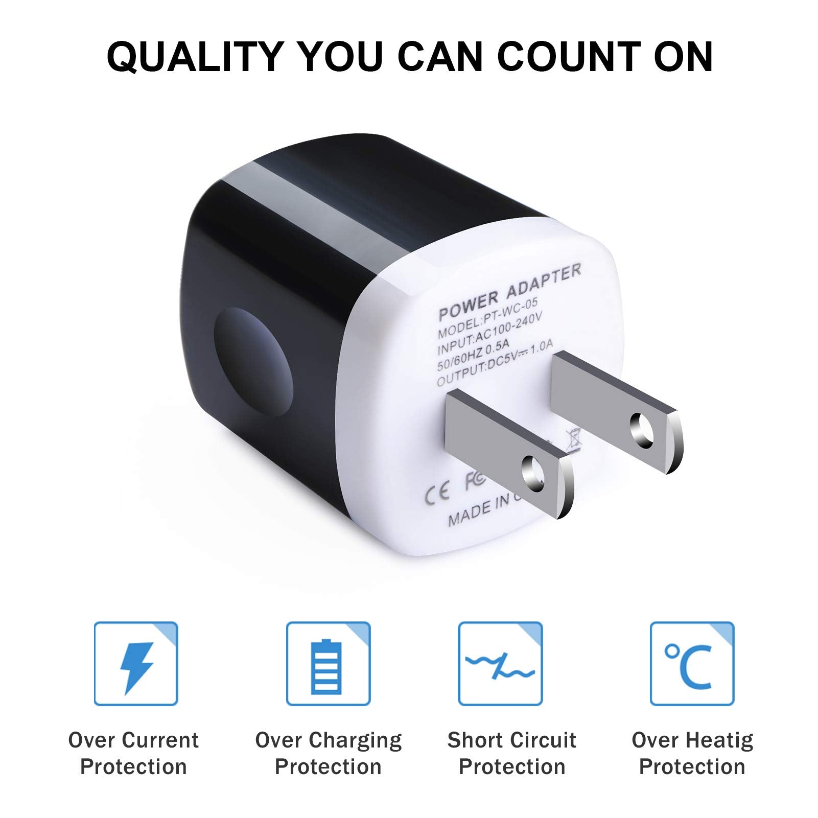 Usb Charger Adapter, 1A Cube Charger Block 10Pc Single Port Wall Outlet Charger Usb Wall Plug Compatible Iphone 14/13/12/11 Pro
