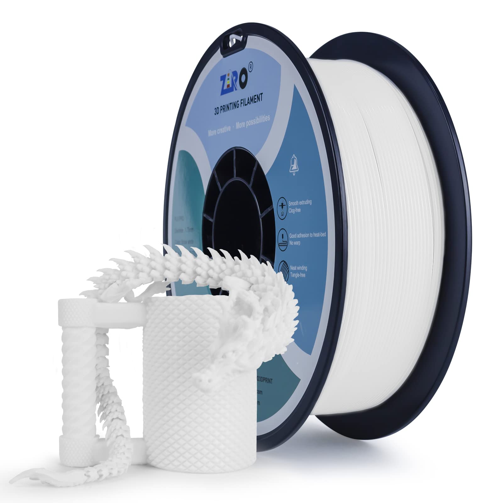 Ziro Pla Filament 175Mm,3D Printer Filament Pla Pro Basic Color Series 175Mm 1Kg(22Lbs), Dimensional Accuracy +  003Mm,Snow Whit