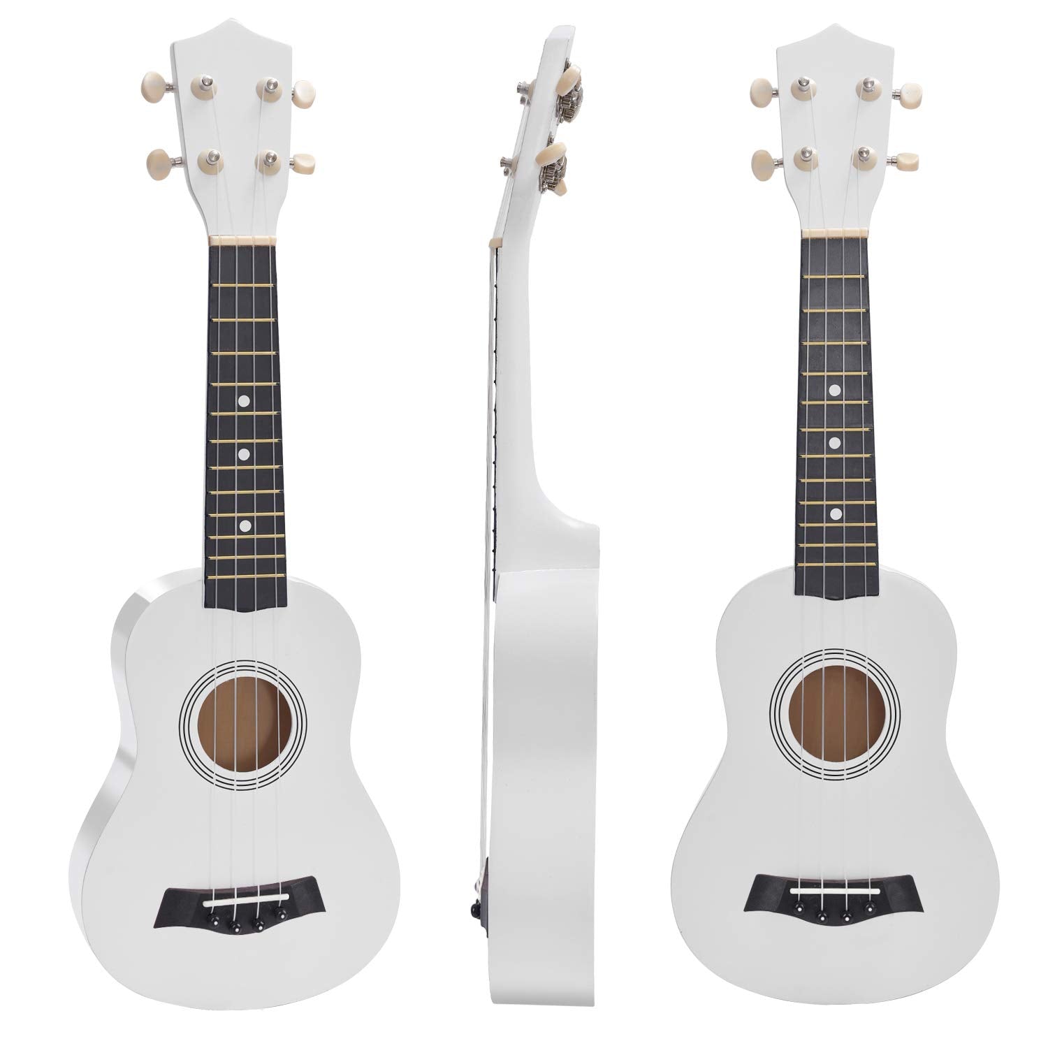 NOT HOME Soprano Ukulele Beginner Pack - 21 Inch Basswood Starter Kit with Gig Bag, Digital Tuner, Spare Strings, White