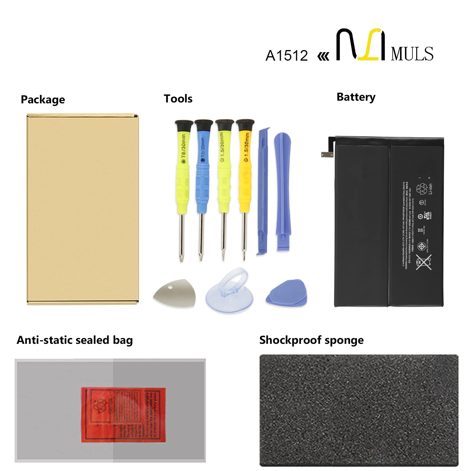 Muls A1512 Tablet Battery For Apple Ipad Mini 2 & Ipad Mini 3 A1489 A1490 A1491 A1599 A1600 A1601 Me276Ll/A Mf066Ll/A Mf247Ch/A