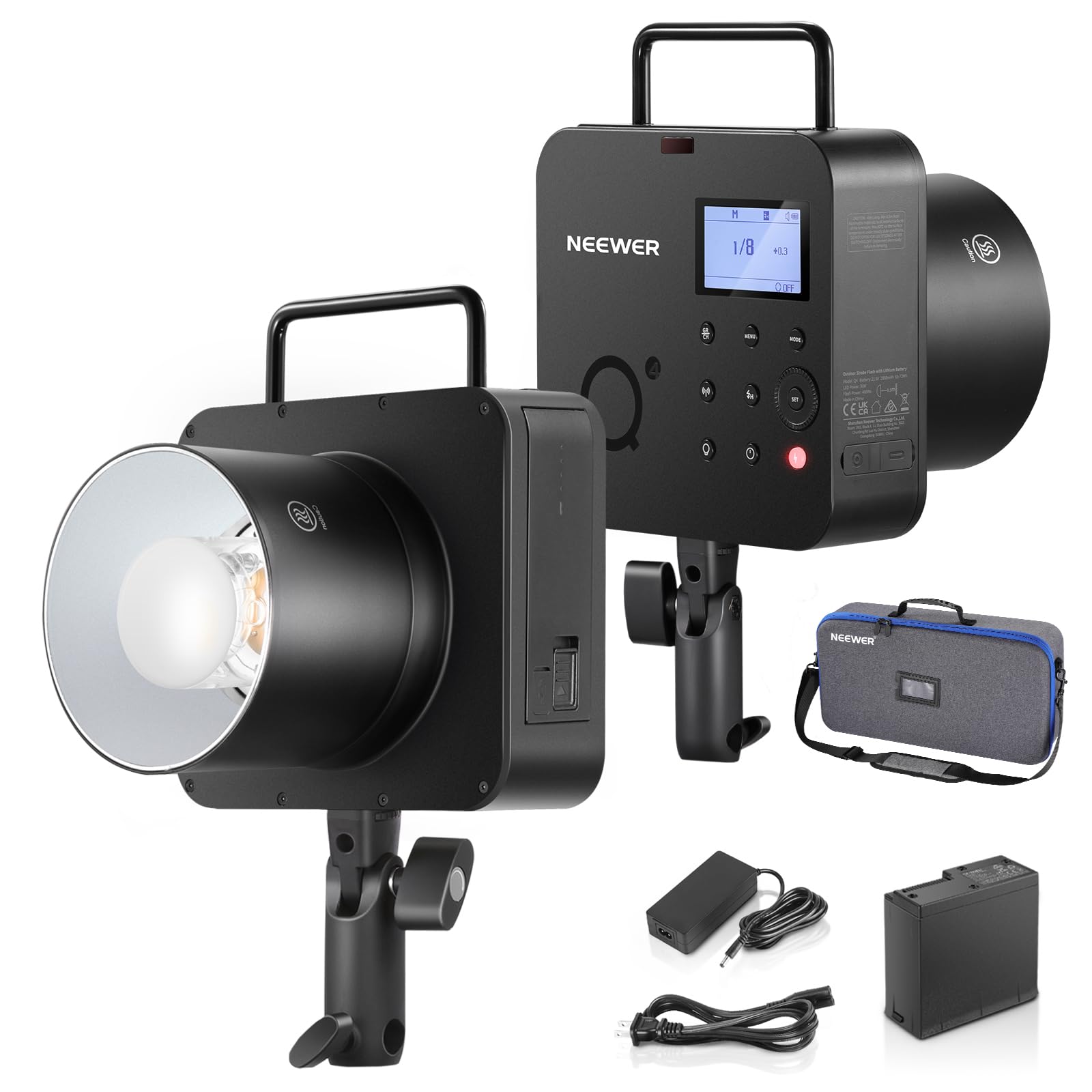 Neewer Q4 400Ws 2.4G Ttl Studio Flash [New Look] 1/8000 Hss 2800Mah Battery Powered Outdoor Strobe Photography Monolight With Ca