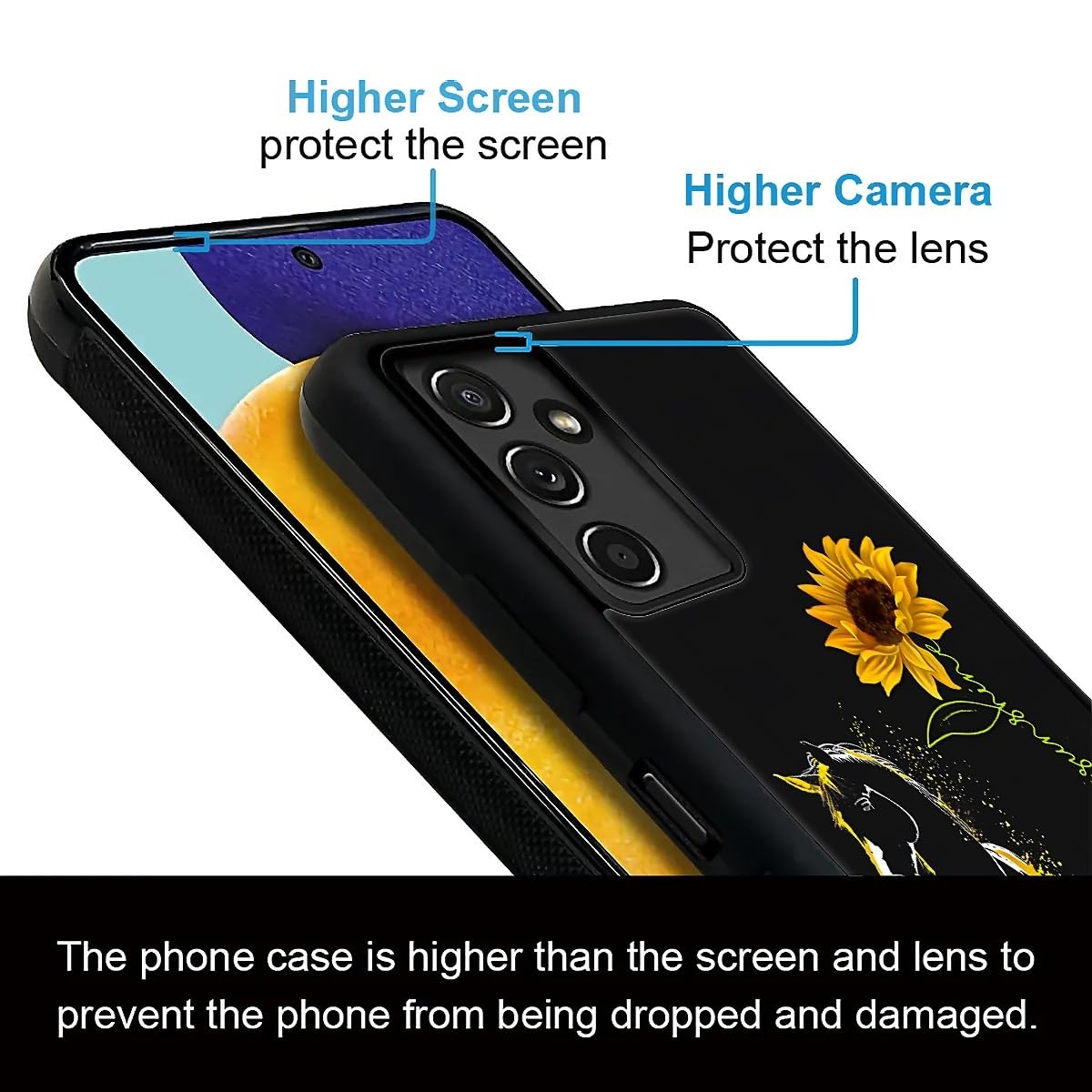 Fkbrcl4U For Samsung Galaxy A14 5G Case, Horse Sunflower Yellow Sunshine Pattern Graphic Design Girl Boy Soft Silicone Hard Acry