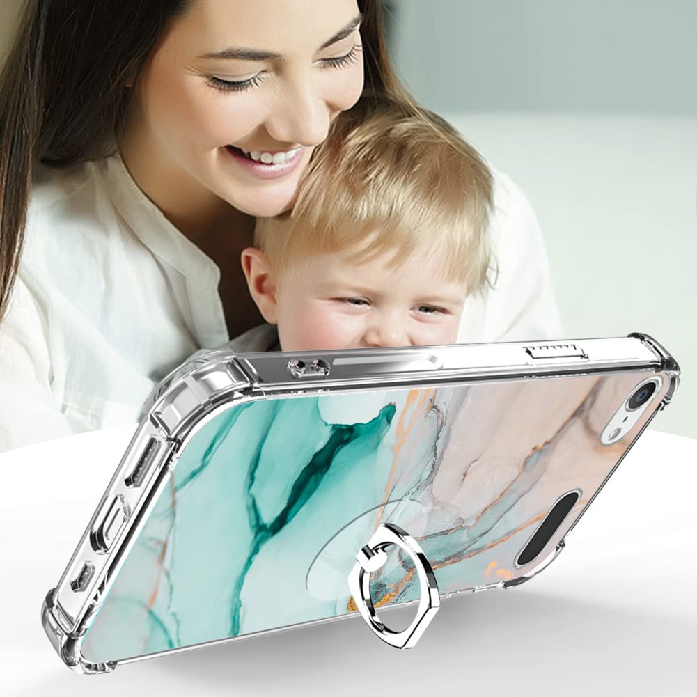 Kanghar Ipod Touch 7/6/5 Case, Marble Pattern With Screen Protector,Kickstand Ring Holder Soft Tpu Bumper Shockproof Cover For I