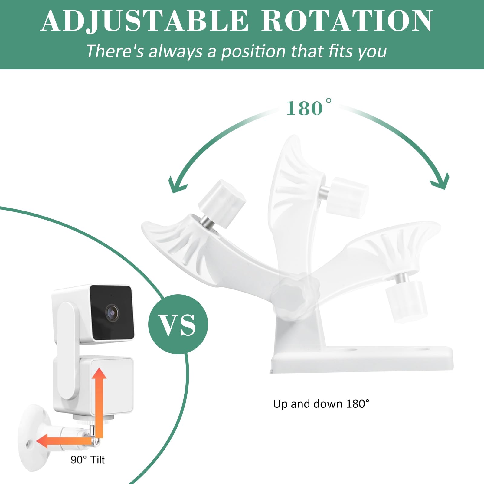 Viivria 2 Pack Wall Mount, Specially Designed For Wyze Cam Pan V3, 180� Tilt Adjustable   Easy Installation (Camera Not Included)