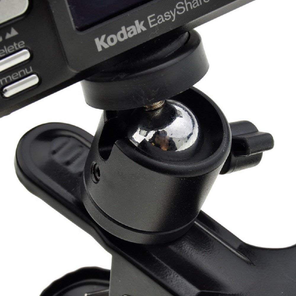 SLOW DOLPHIN Tripod Clip Clamp Mount SD-1000 360 Swivel Mini Ball Head 1/4" Screw for Studio Camera Aluminum Black