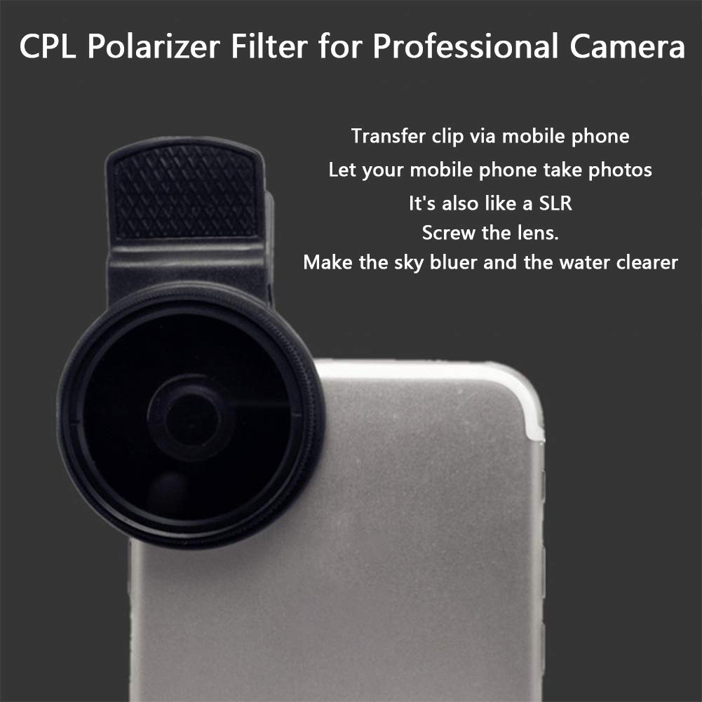 37Mm Cpl Phone Filter, Circular Polarizer Lens Filter, Includes Cpl Lens And Lens Clip, Cell Phone Polarizer Camera Lens Cpl Fil