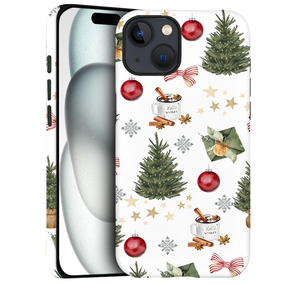Case for iPhone 15 - Slim Fit Anti-Scratch Phone Case for Girl Women - Vintage Christmas Trees (Frosted)