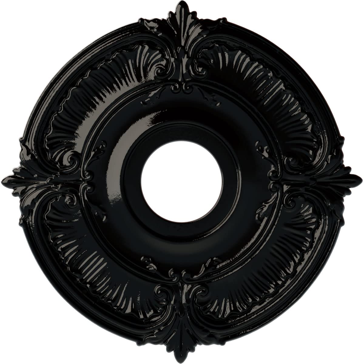 Ekena Millwork Cm18Atbps Attica Ceiling Medallion, 18''Od X 4''Id X 5/8''P (Fits Canopies Up To 5''), Hand Painted Black Pearl