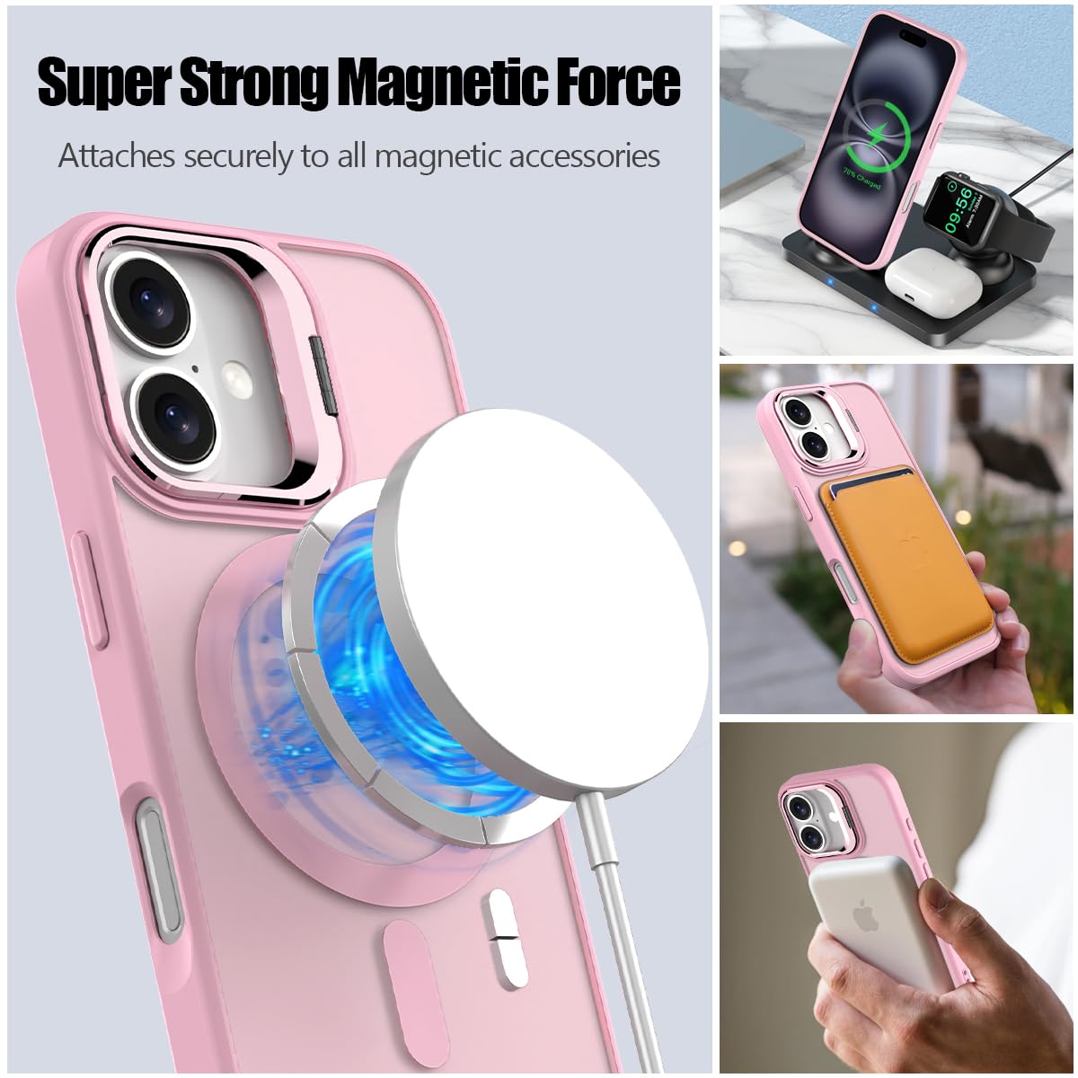 Nvollnoe For Iphone 16 Case Compatible With Magsafe Military Grade Shockproof Heavy Duty Protective Adjustable Kickstand Matte S