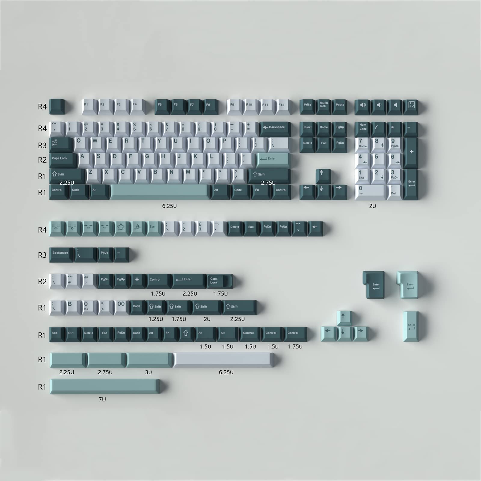 Botanical Keycap Set 172 Keys Doubleshot Alice Keycaps Cherry Prorile Fit For Alice Keyboard And 61/64/87/104/108 Cherry Mx Swit