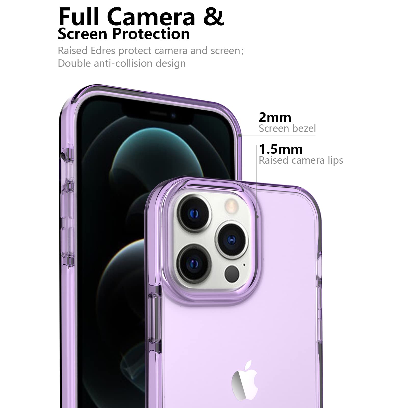 ArtsEvo iPhone 14 Pro Shockproof Clear Case Thermoplastic Polyurethane Purple 6.6ft Drop Protection