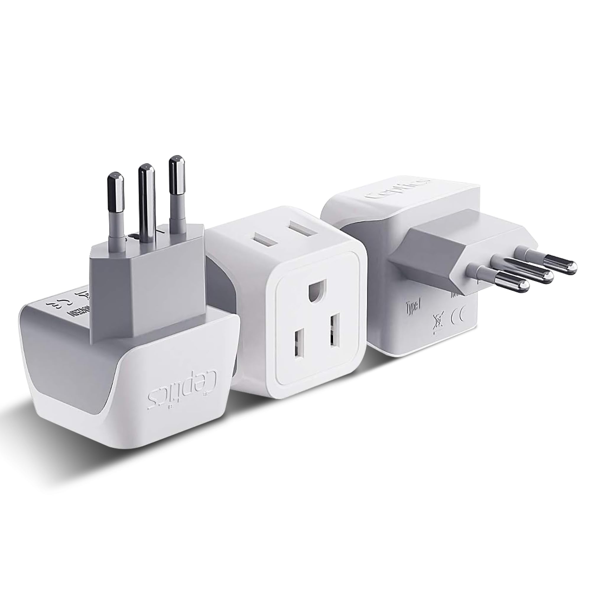 Ceptics Italy Travel Plug Adapter, Chile Plug Adapter With Dual Usa Input, Compact Type L Plug Adapter, Safe Grounded Plug, Perf