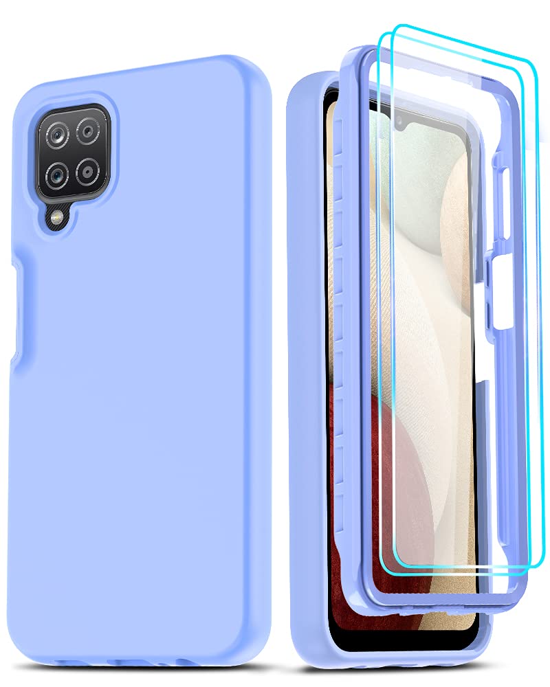 Leyi For Galaxy A12 Phone Case, Samsung Galaxy A12 Phone Case With [2 X Tempered Glass Screen Protector], Full Body Shockproof S