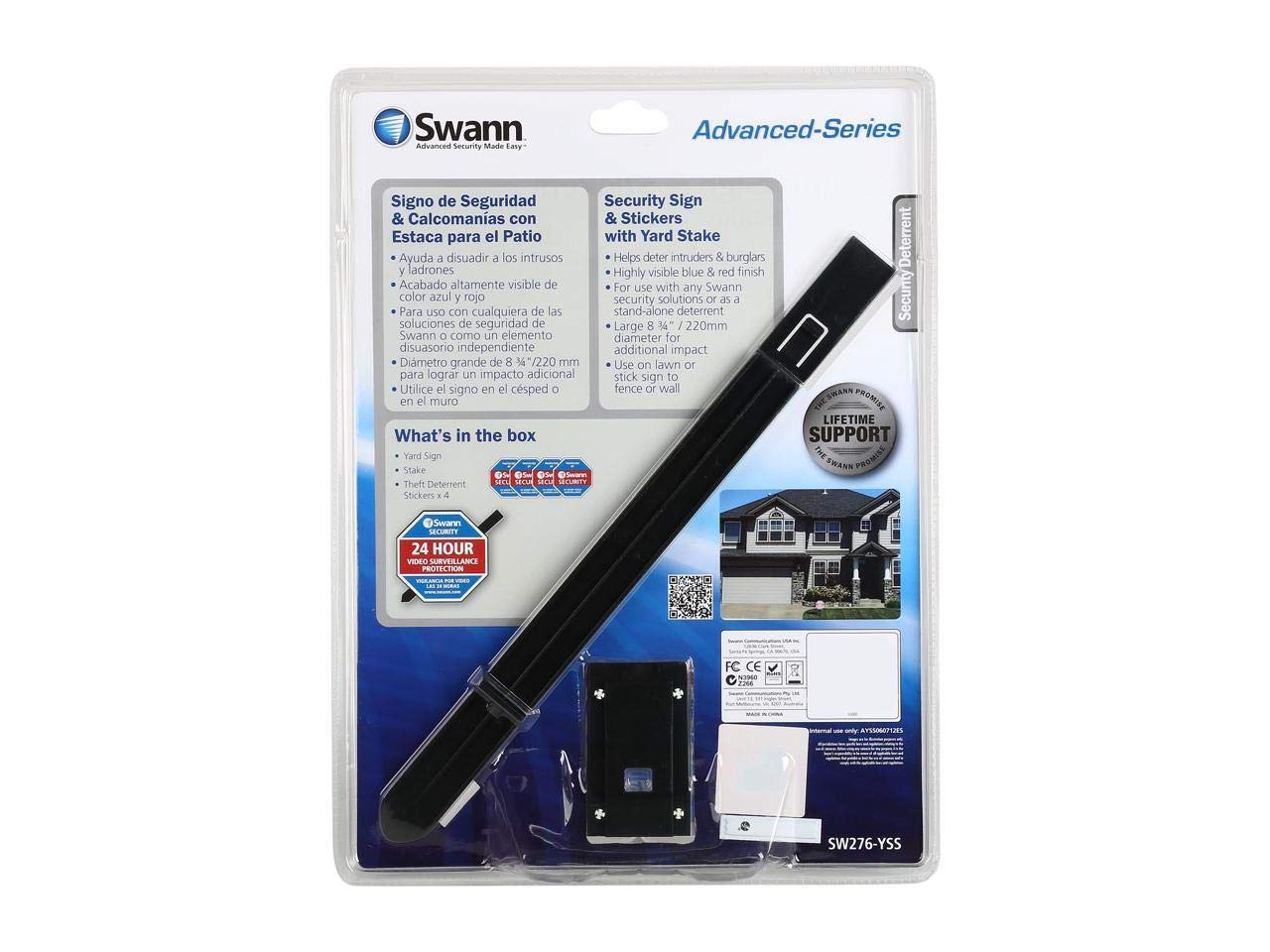 Swann Home Security Camera Sign For Yard And Surveillance System Window Decal Stickers, Outdoor Stake Included