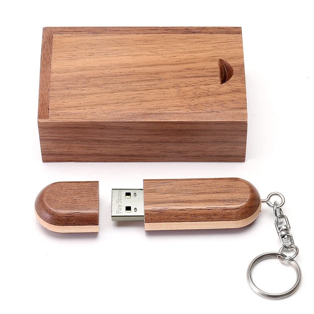 Usb 2.0 Flash Drive Two Color Wood Usb 2.0 Memory Stick Pen Drives With Wooden Box (32Gb, Tan)