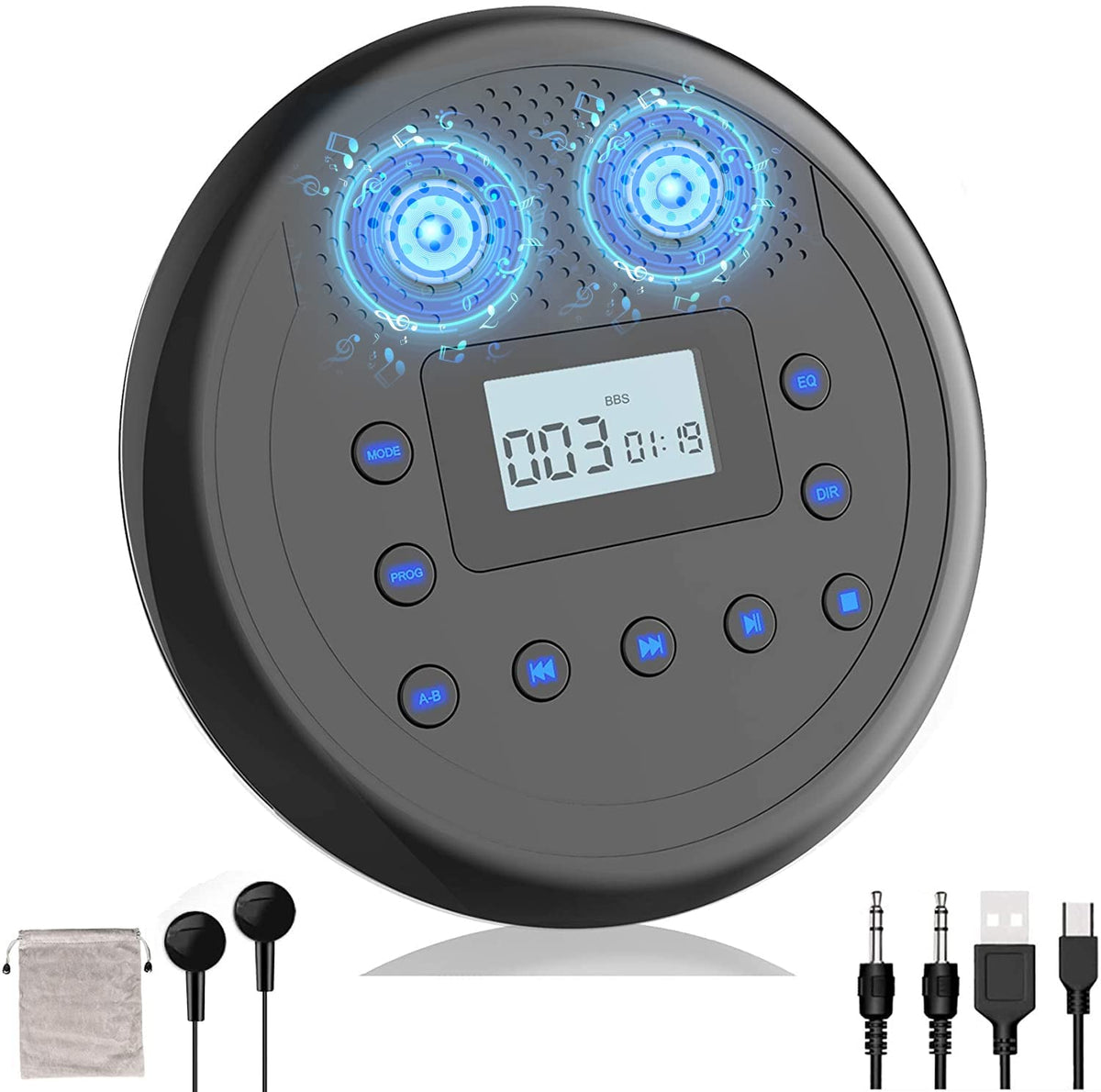 Cd Player Portable, Monodeal Rechargeable Portable Cd Player With Built In Speakers, Walkman Cd Player For Car And Personal Use, Anti Skip Cd Player With Headphones