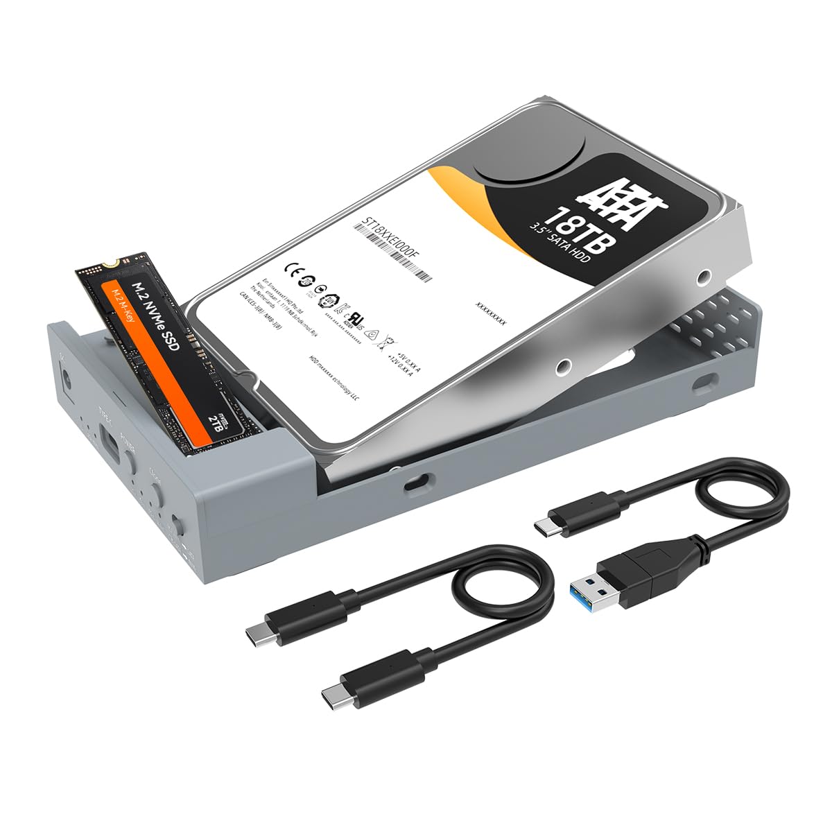 Maiwo Usb C Docking Station For M.2 Pcie Nvme + 2.5 3.5 Inch Sata Ssd/Hdd With Offline Clone, Clone Hdd To Nvme Ssd, Usb 3.2 Gen 2 10Gbps External Hard Drive Enclosure