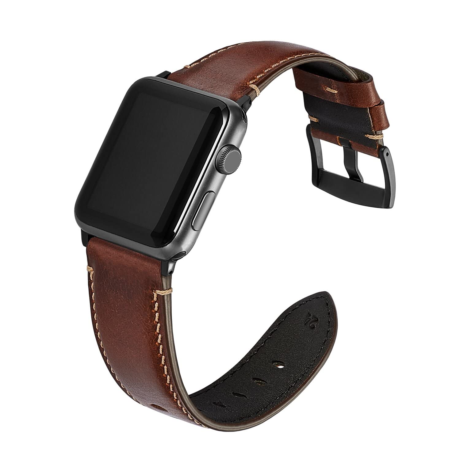 Avohome Genuine Leather Watch Strap Compatible With Apple Watch 38/40/41Mm, Crazy Horse Leather Band Replacement For Iwatch Seri
