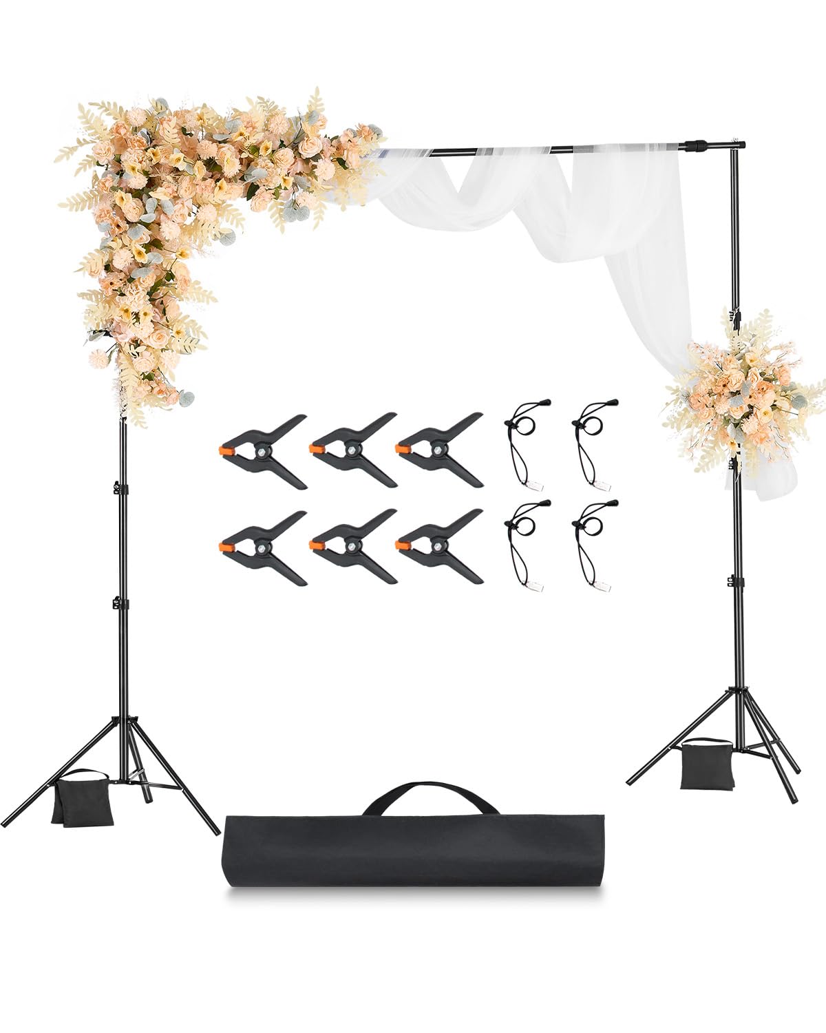 VEVOR Backdrop Stand, 8.5 x 10 ft Adjustable Photo Backdrop Stand Kit, Portable Background with 2 Tripods, Heavy Duty Projector