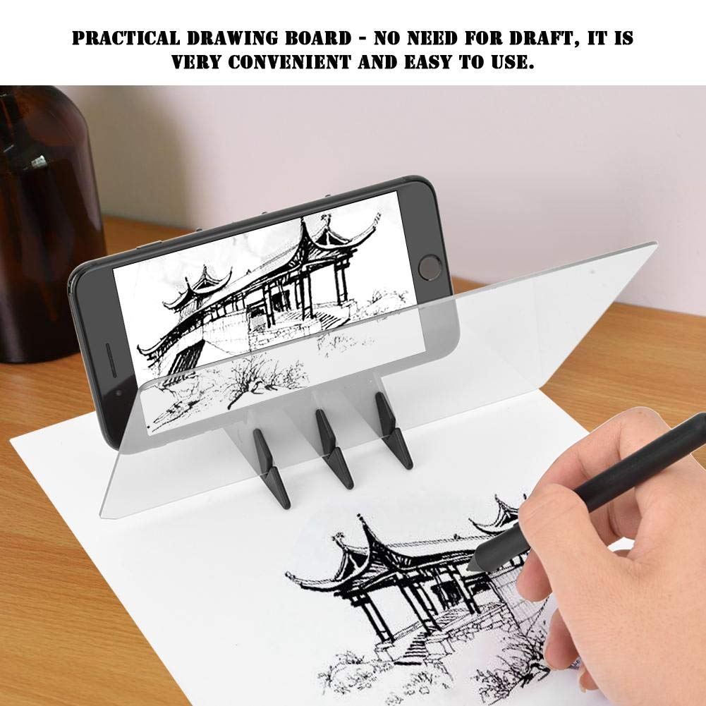 Portable Optical Drawing Board,Tracing Drawing Sketching Tool Stencil Board Copy Pad Mirror Reflection Projector Drawing Panel,T