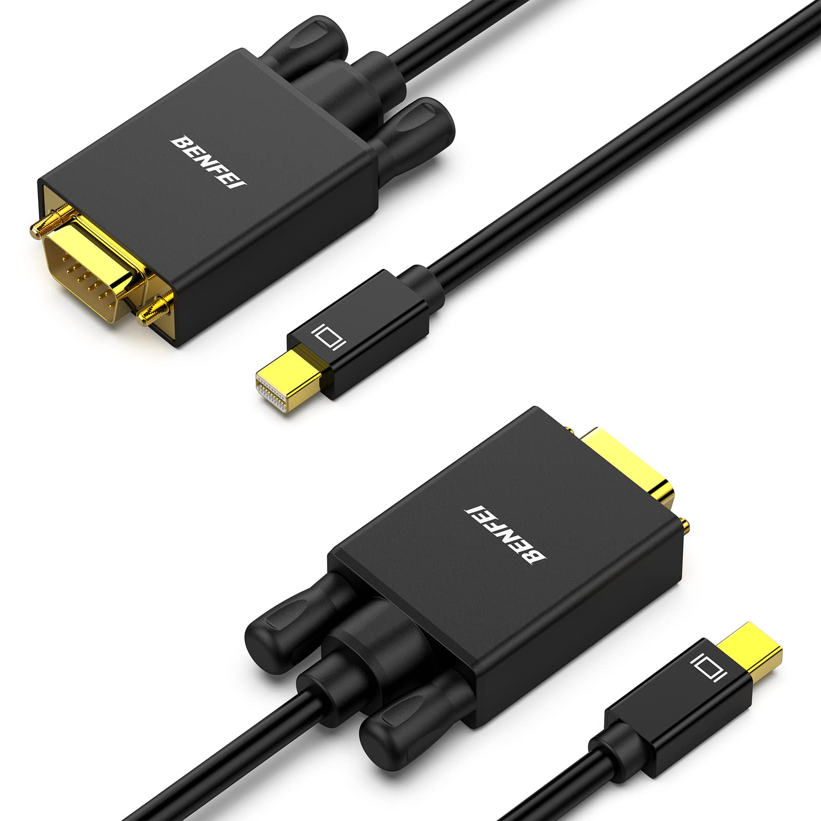 Benfei 2 Pack Mini Displayport To Vga 6 Feet Cable, Mini Displayport To Vga Cable (Thunderbolt 2 Compatible) With Macbook Air/Pr