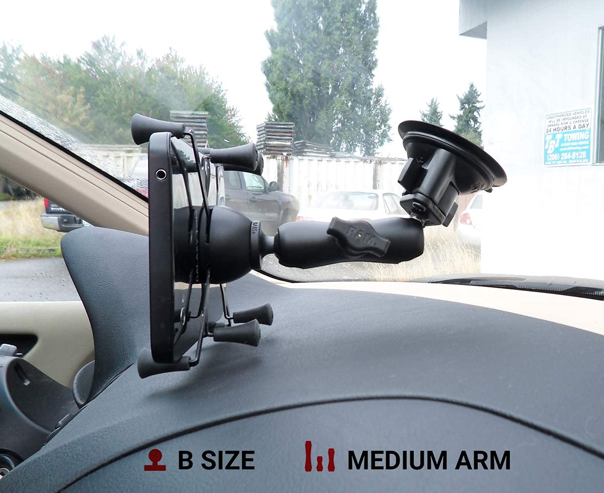 Ram Mounts Ram-B-166-Un8U X-Grip With Ram Twist-Lock Suction Cup Mount For 7-8 Tablets With Medium Arm For Vehicle Windshields