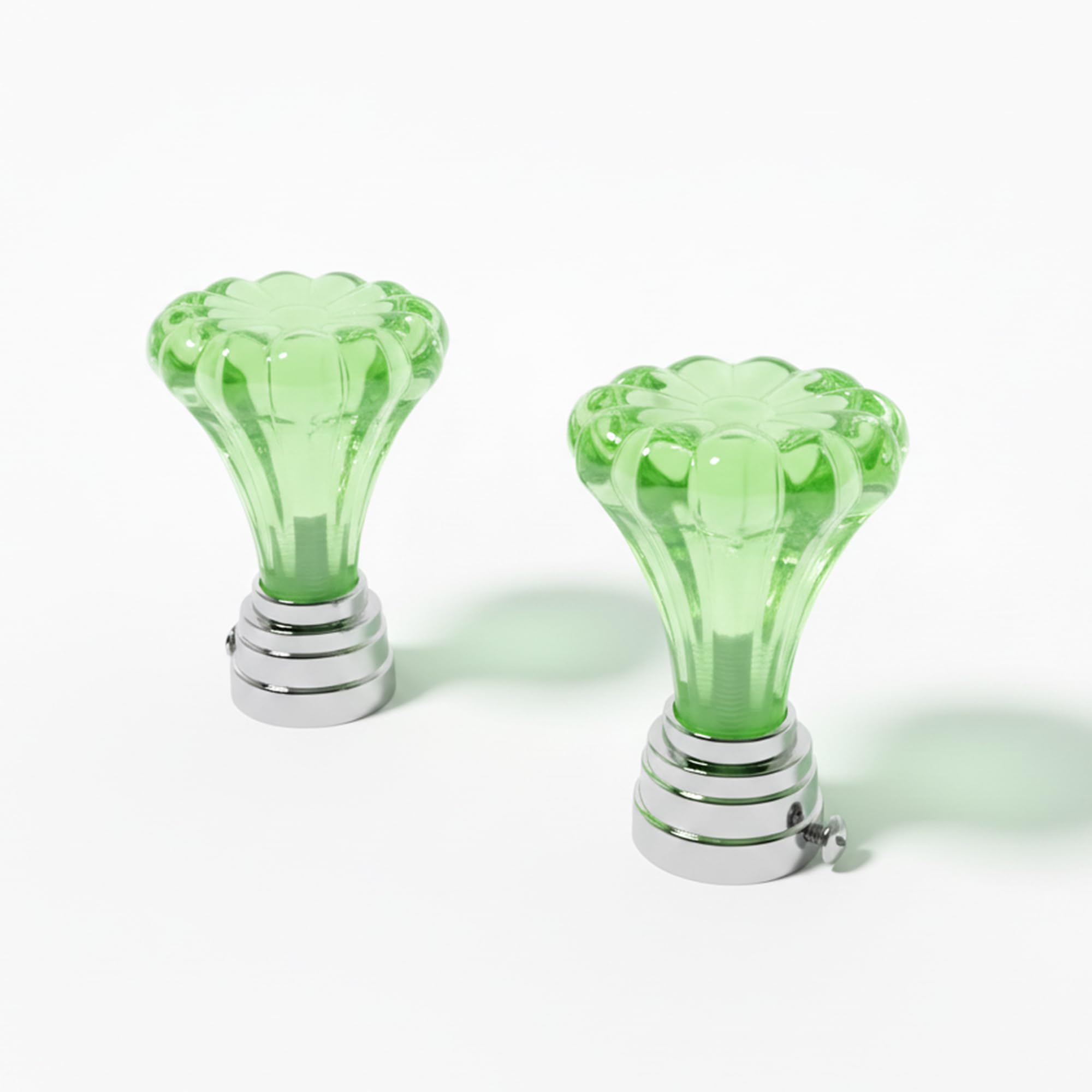 Atlantic Curtain Rod Finials Set Of 2  Flower Style Decorative Textured Resin Finials For Standard Drapery Rods, Emerald Green