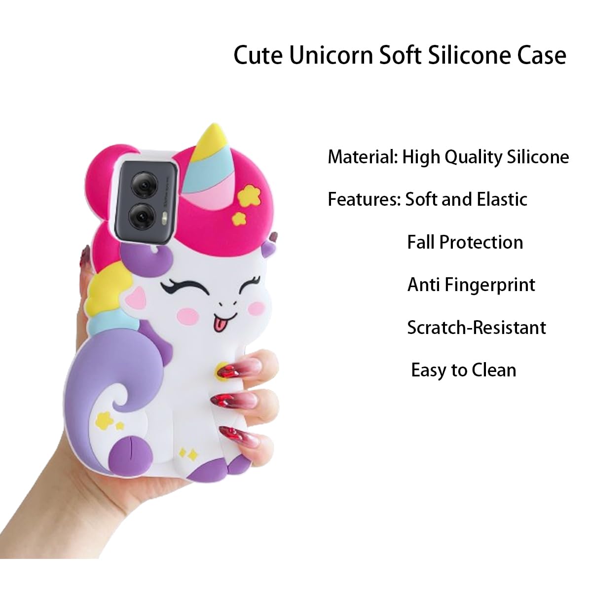 Wifantien 3D Cute Unicorn Soft Case For Moto G Power 5G 2024,Cartoon Kawaii Fashion Character Unicorn Horse Kids Girls Women Sof