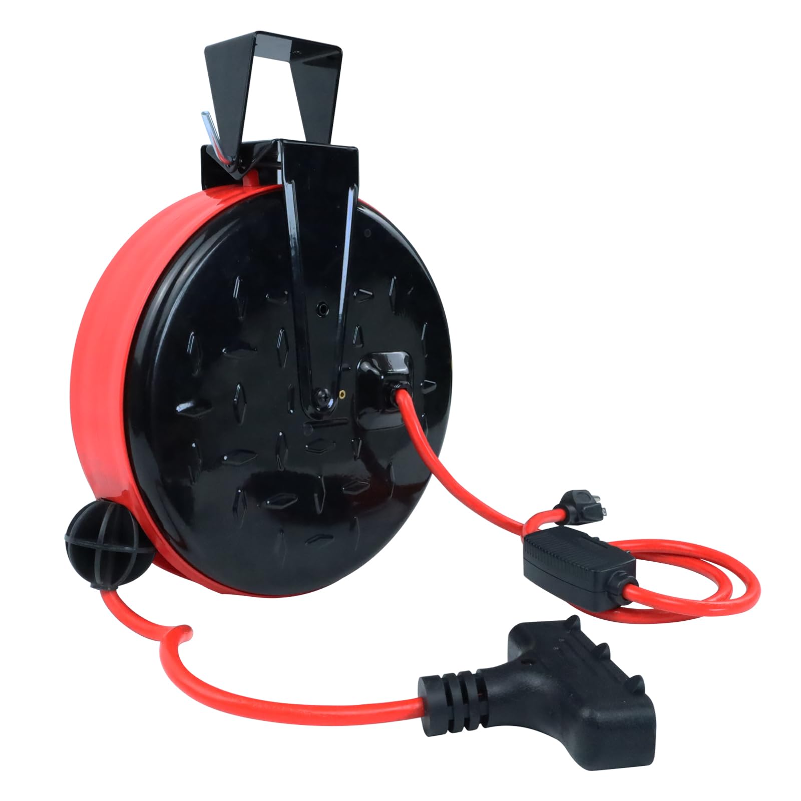 Ep 30 Ft Retractable Extension Cord Reel, 16/3 Sjtw Power Cord With 3 Electrical Outlets, Ceiling Or Wall Mount, 10 Amp Circuit