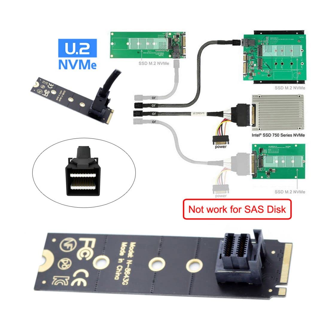 Chenyang Cy U.2 Sff 8639 Kit,M.2 Nvme Pcie4.0 Ssd To Sff 8643 Adapter For Mainboard Ssd 750 P3600 P3700 Mini Sas Hd 22X80Mm