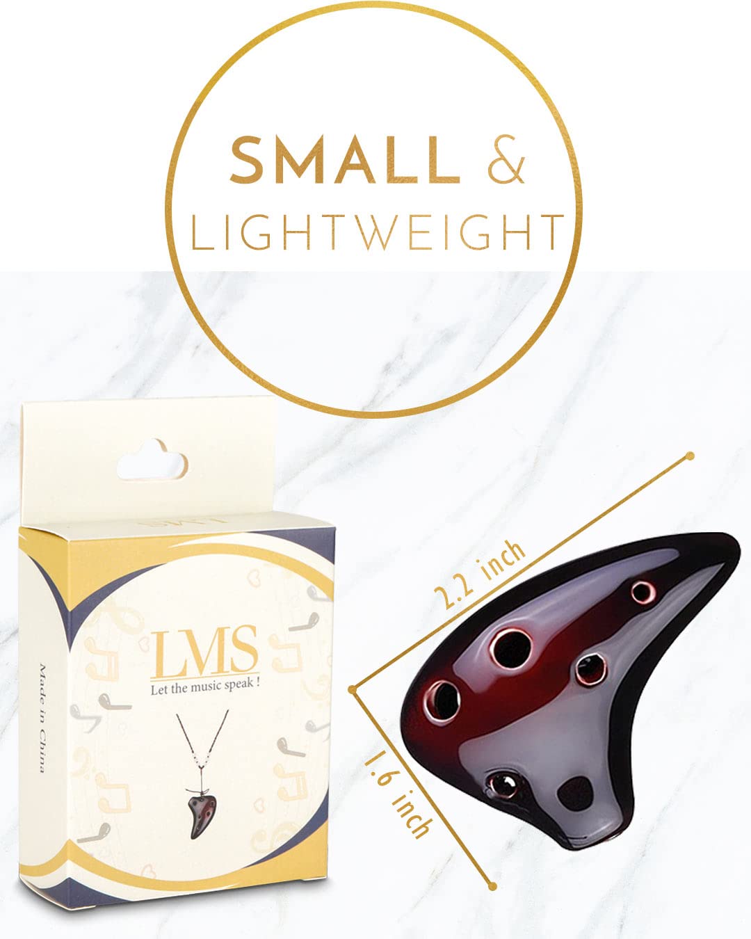 L'Ms 6 Hole Ceramic Strawfire Mini Ocarina With Free Tutorial Songbook (Coffee)