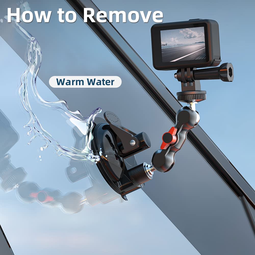 Skezn Strong Metal Suction Cup Mount Compatible With Gopro Hero 12/11/10 9/8 Black, Dji Action 4/3/2, Insta360 And Most Action Cameras (2.9 * 2.9 * 8.3In)