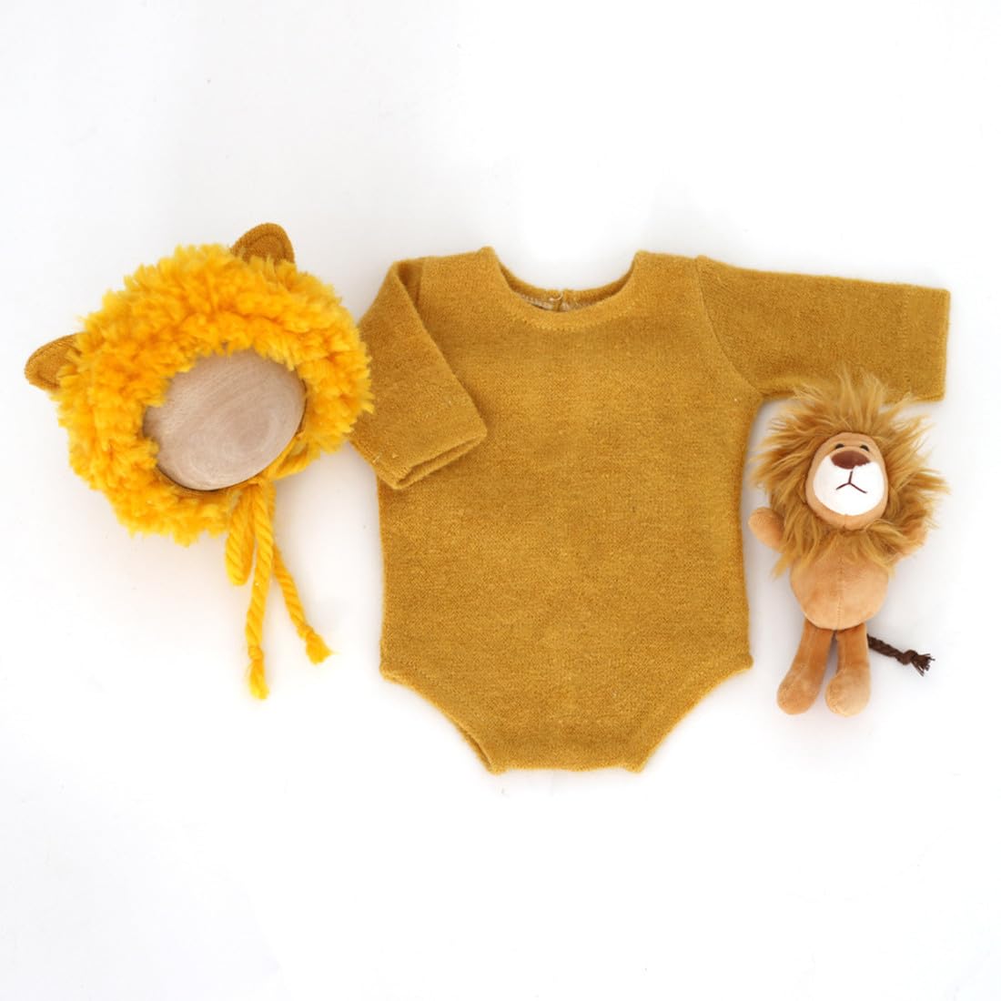 Newborn Baby Photo Shoot Props Girl Boy Crochet Knit Hat Costume Stripe Hat Pants Overalls Photography Props (Yellow A)