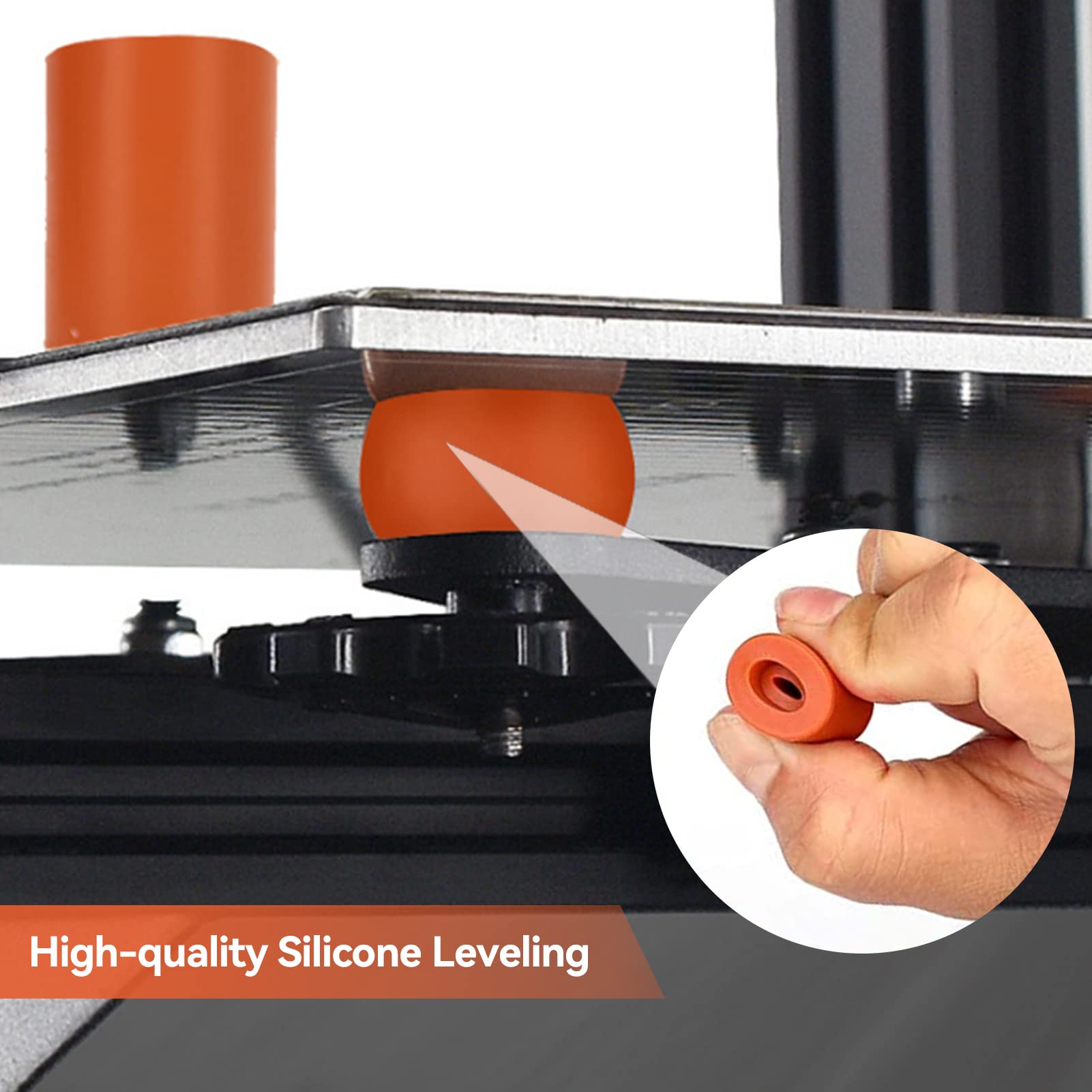 Agatige 12Pcs 3D Printer Heat Bed Leveling Parts, 16Mm 3D Printer Leveling Column Silicone Buffer 3D Printer Heat Bed Leveling P