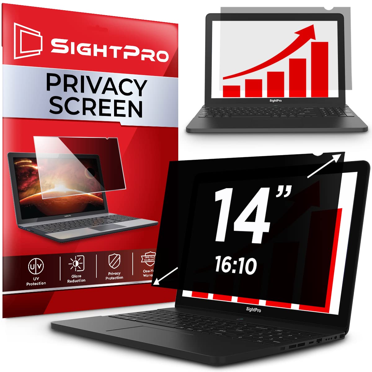 Sightpro 14 Inch 16:10 Laptop Privacy Screen Filter   Computer Monitor Privacy Shield And Anti Glare Protector