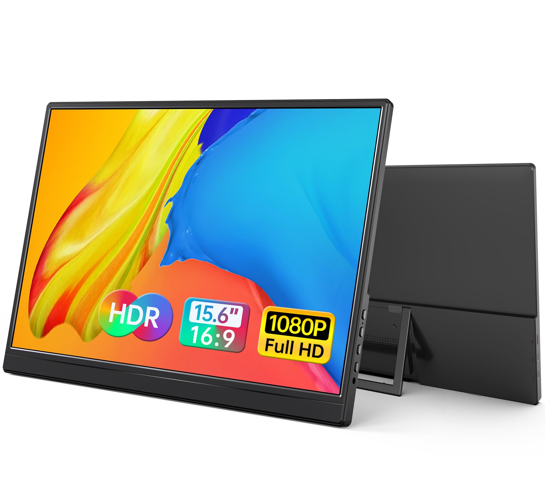 Yxk Portable Monitor 15.6 Inch 1080P Usb C Hdmi Ultra Slim Travel Monitor With Kickstand, For Laptop, Pc, Mac Phone, Ps, Xbox, S