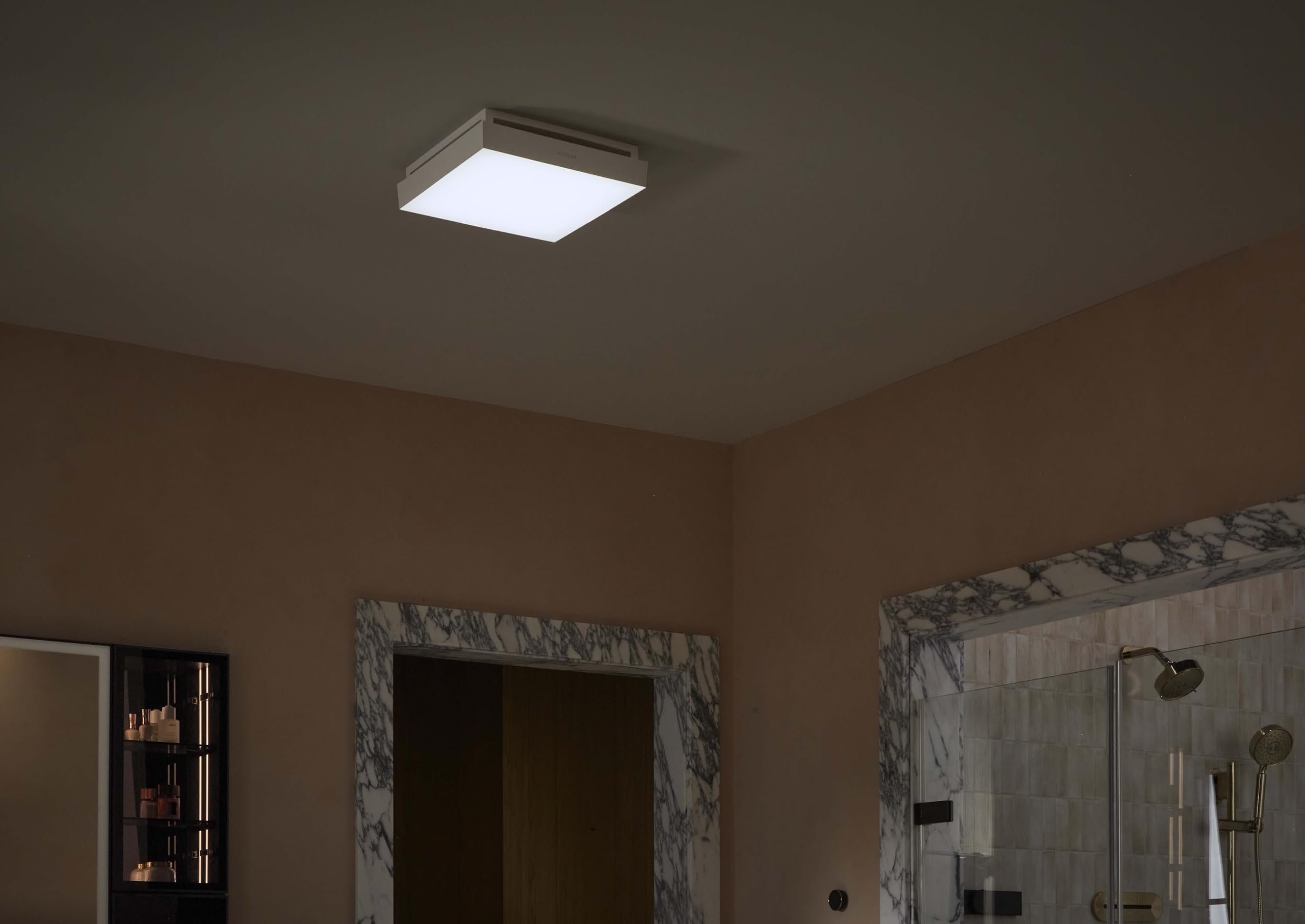 Kohler Atmo Bathroom Exhaust Fan With Light, Ceiling Vent For Bathroom, 13 7/8'' X 13 7/8''