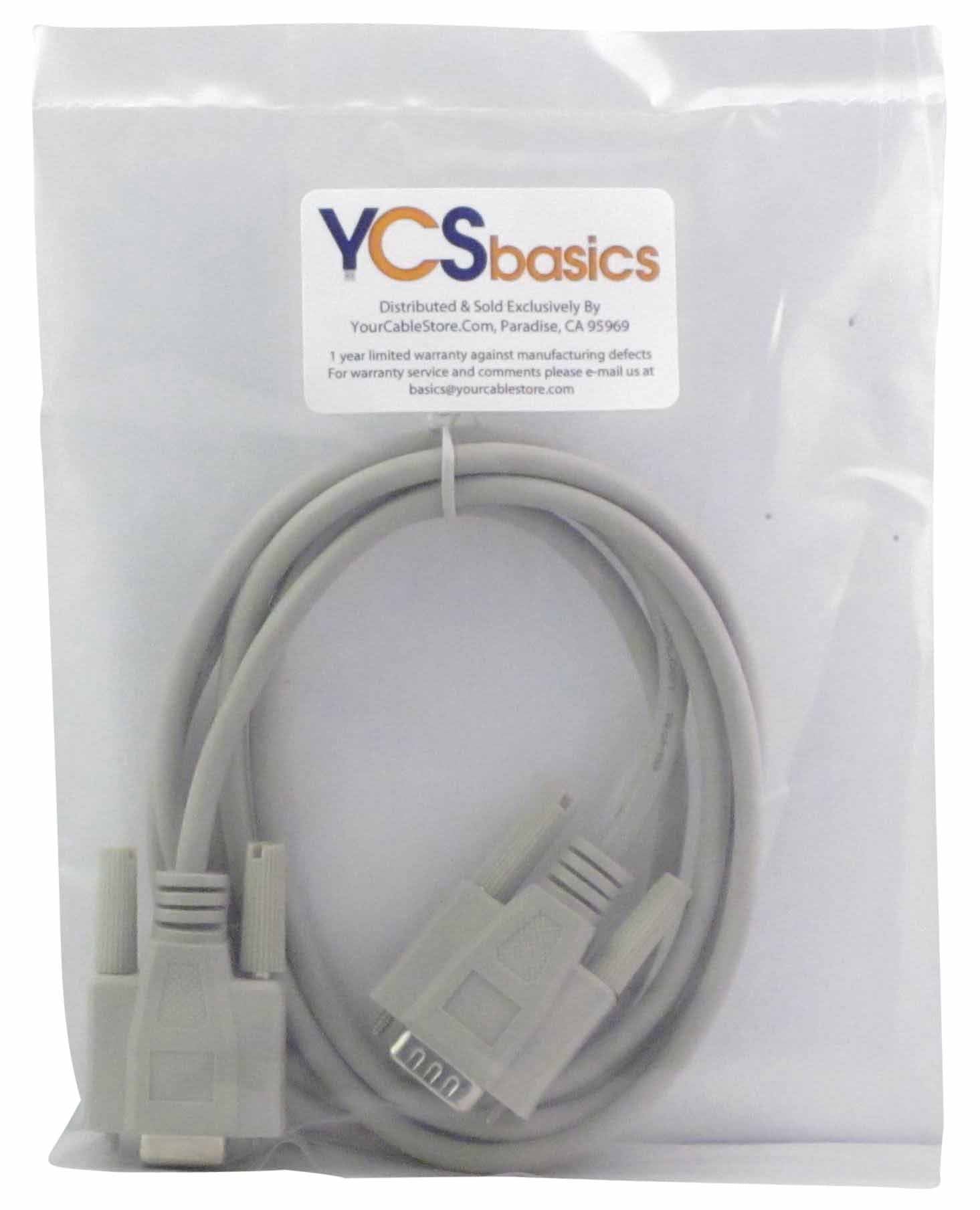 YCS basics DB9 9 Pin Serial RS232 Male/Female Extension Cable D9MF6-B Copper Gray 6 Foot