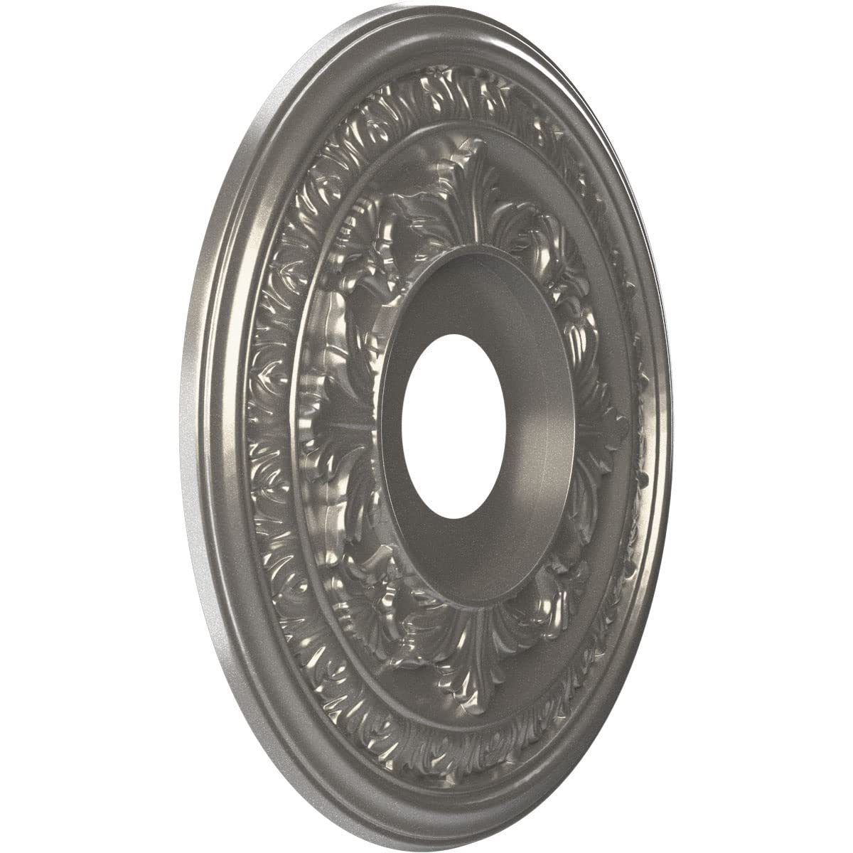 Ekena Millwork 16Od X 3 1/2Id X 1P Baltimore Thermoformed Pvc Ceiling Medallion (Fits Canopies Up To 6 1/2), Aged Dark Steel