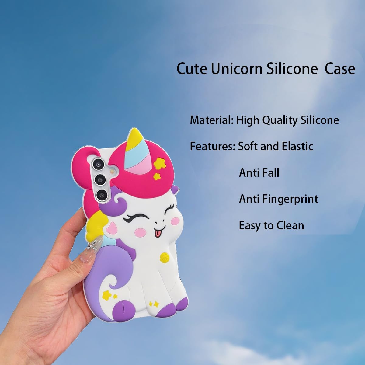 Wifantien 3D Cute Unicorn Soft Case,Cartoon Kawaii Fashion Character Unicorn Horse Kids Girls Women Soft Silicone Case For Samsu