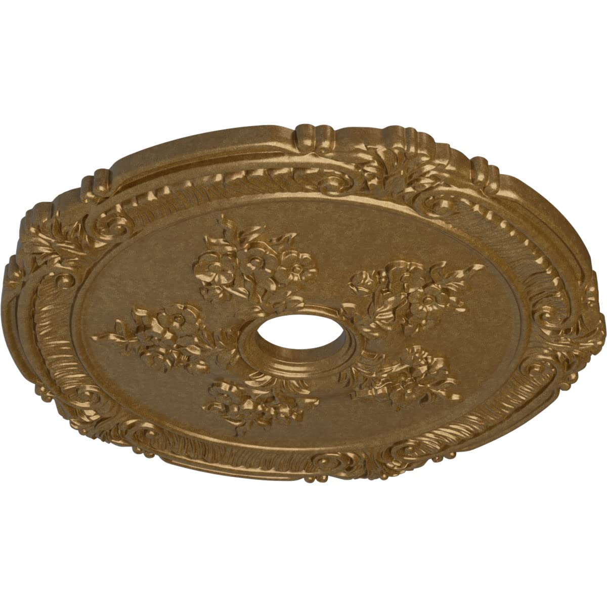 Ekena Millwork Cm26Atpas Attica With Rose Ceiling Medallion, 26''Od X 3 3/4''Id X 1 1/2''P, Hand Painted Pale Gold