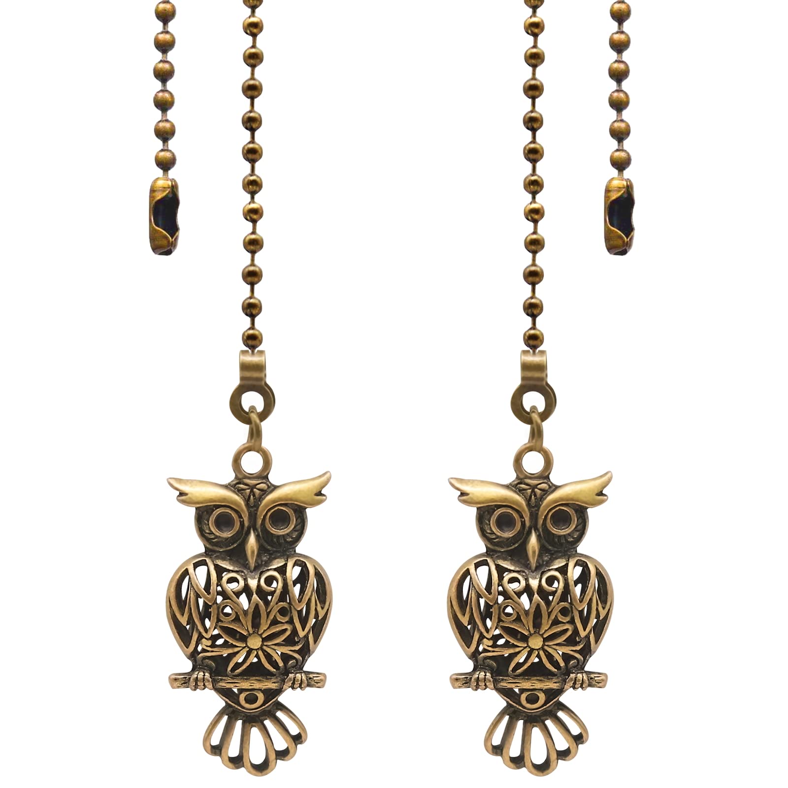 2 Pack Dotlite Vintage Owl Ceiling Fan Pull Chain Decorative Fan String Pulls Charm Extension 12 Inches Beaded Ball Fan Pull Cha