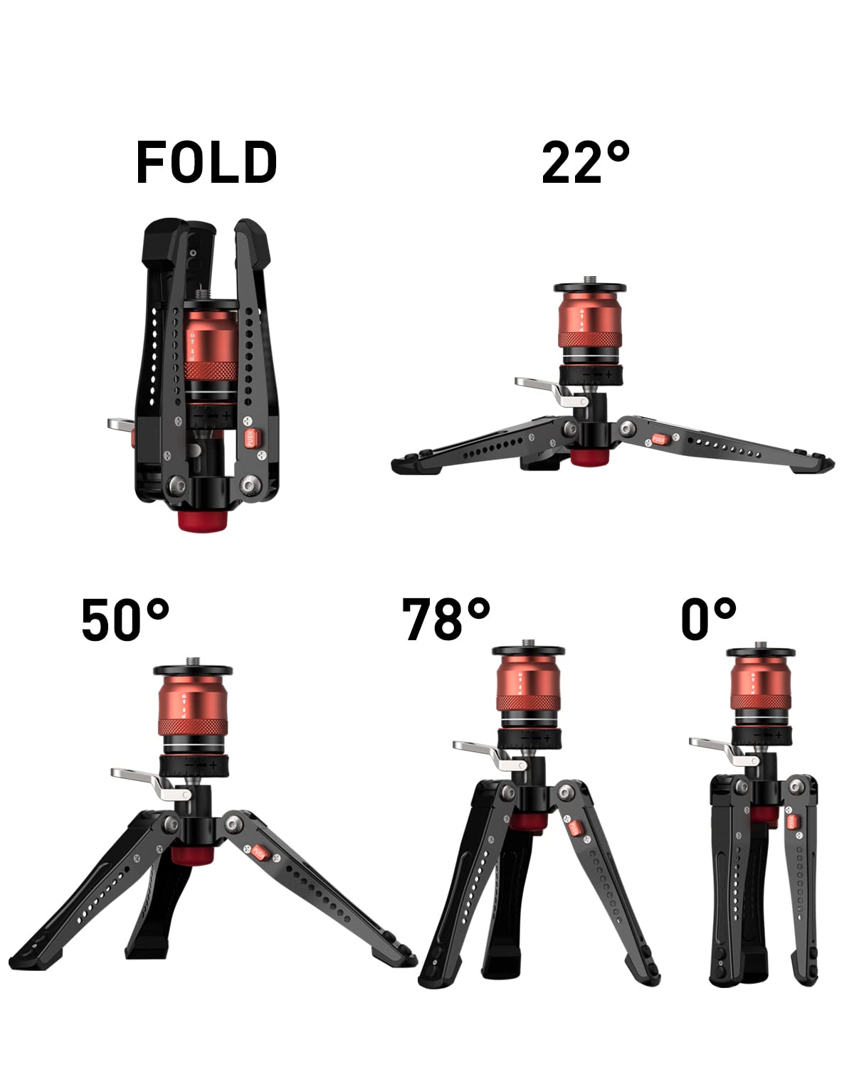 Ifootage Cobra 3 Base P Tripod,Low Profile Minipod,Pedal Locking Design,Auto Locking Sleeve,360Smooth Rotation,1/4''&3/8'' Screw