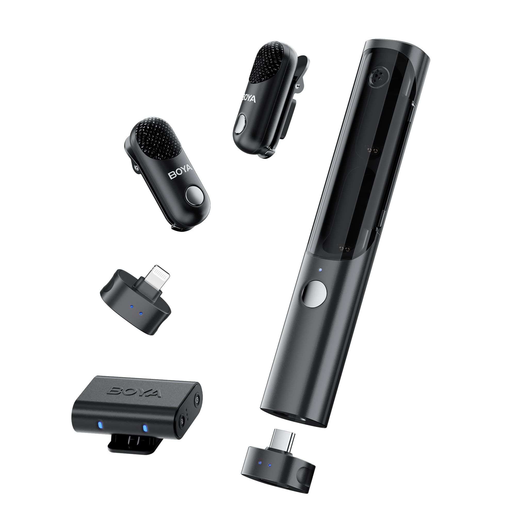 BOYA Magic-02 Wireless Lavalier Microphone, 30Hrs Battery,328FT LOS Range,Safety Track&Limiter,4-in1 Mini Lapel Wireless Mic for