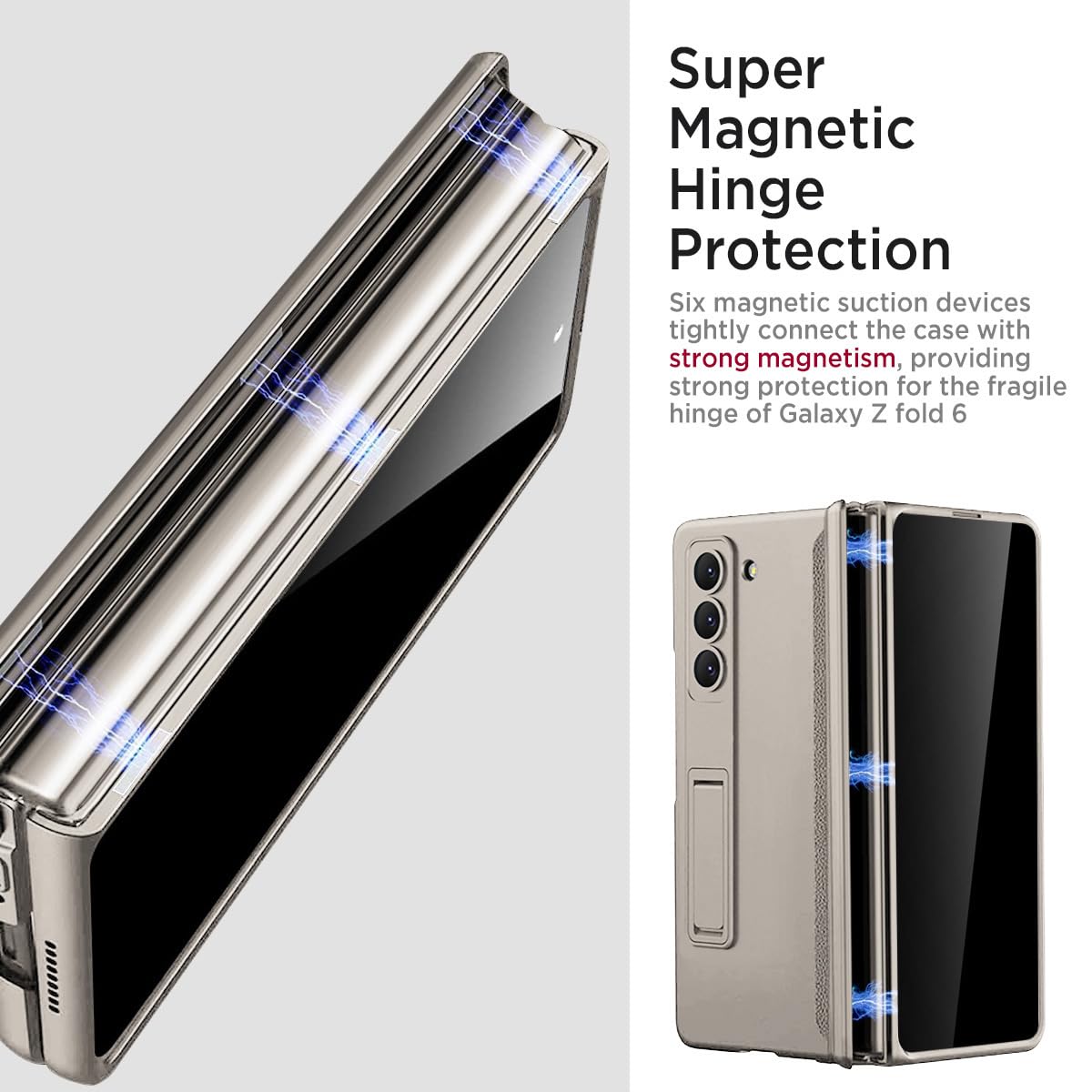 Miimall For Samsung Galaxy Z Fold 6 Case With Privacy Screen Protector, Built In Adjustable Kickstand & Magnetic Hinge Protectio