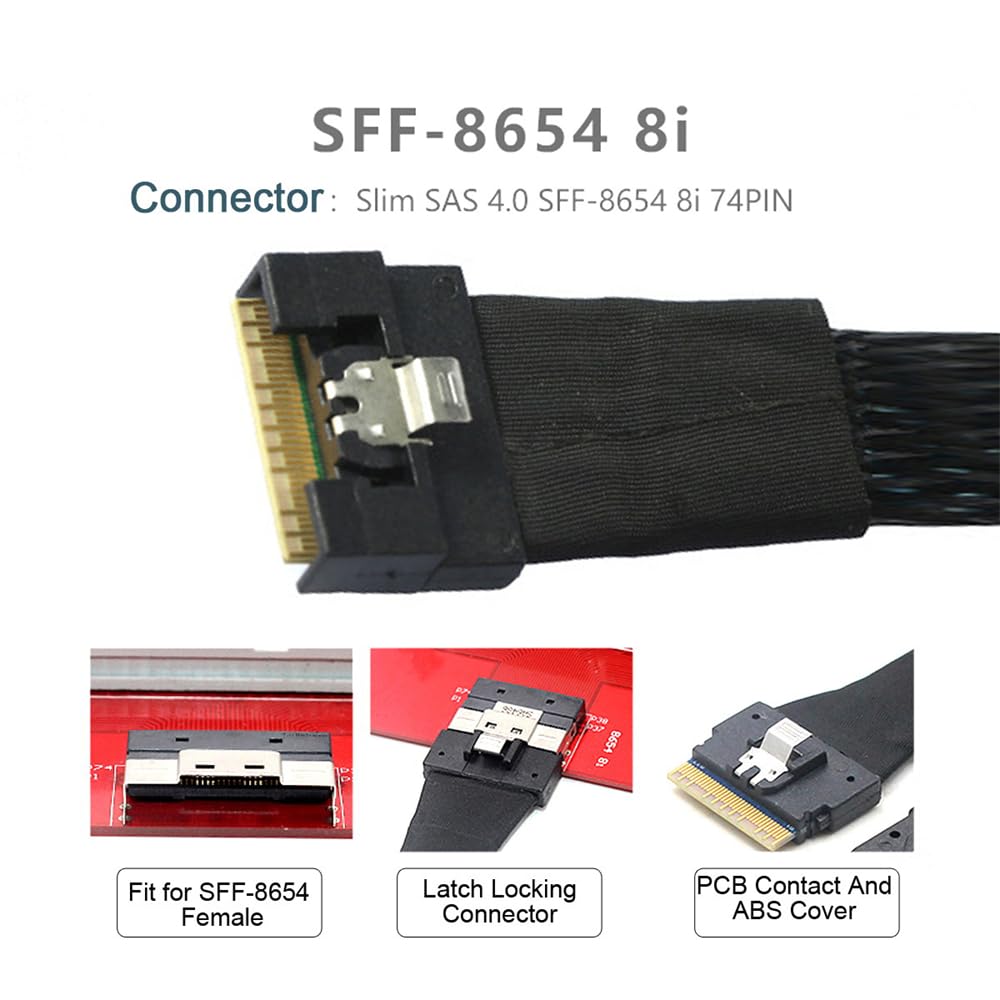 Cablecc Oculink Pcie Pci Express Data Active Cable Sff 8611 8I To Sff 8654 8I 8X Slimline Ssd 50Cm