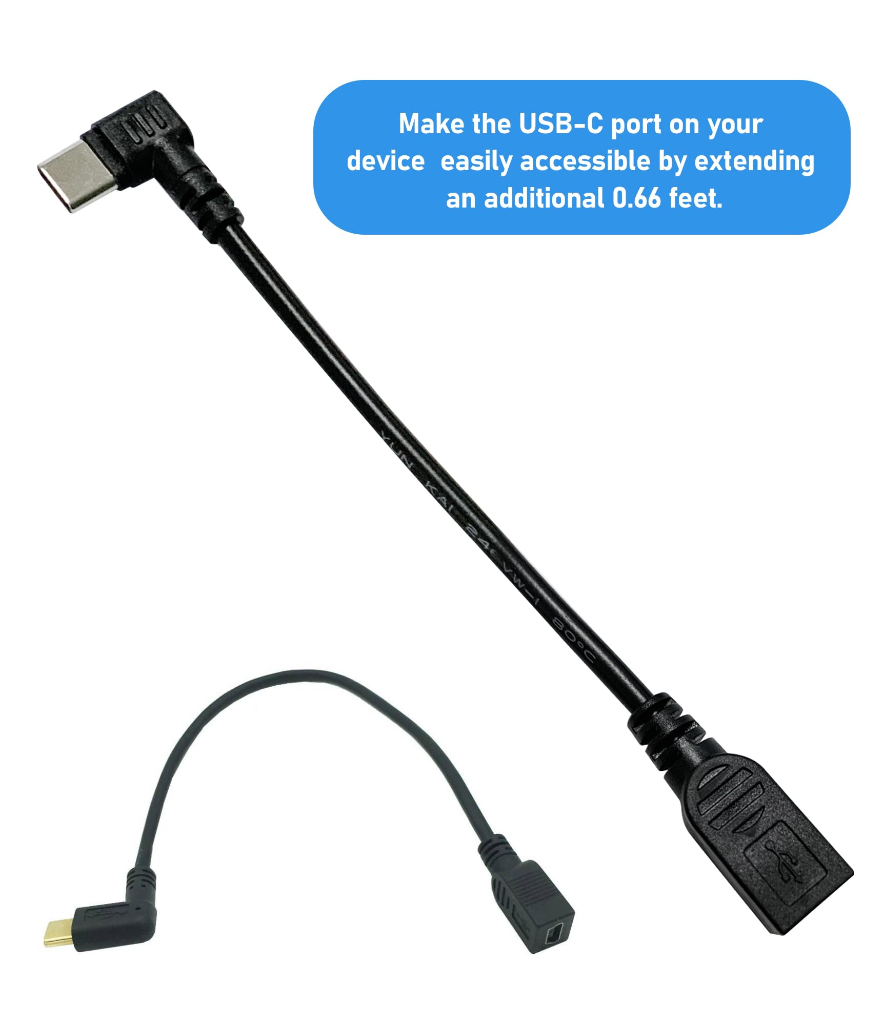 Qamcbulc Mini Usb Female To Usb Type C Male Cable,90 Degree Usb C Male To Mini Usb Female Adapter Converter For Mini Dash Cam Ha