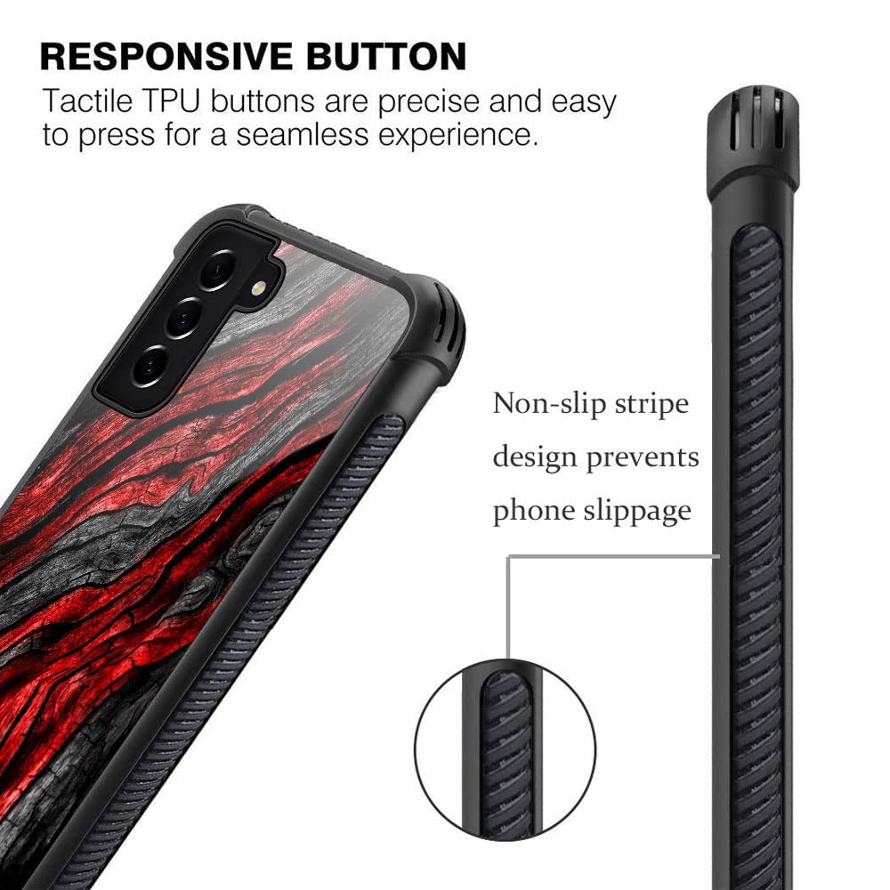 ZHEGAILIAN Samsung Galaxy S21 Ultra Red Wood Grain Phone Case TPU Organic Glass