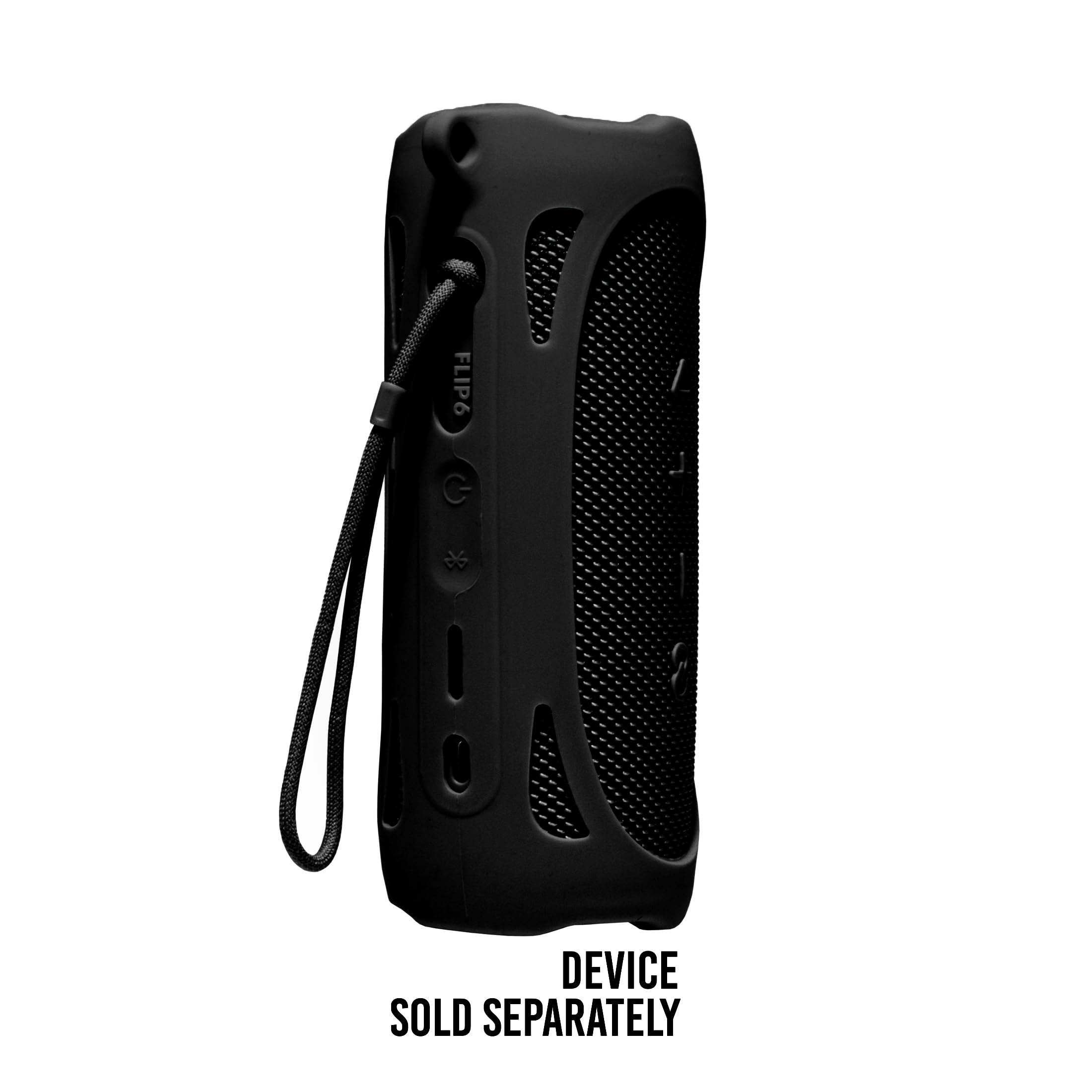 Silicone Cover Skin For Jbl Flip 6 Portable Bluetooth Speaker By Alltravel, Portable Full Protection Solution, Customized Skin With Color And Shape Matching (Black)